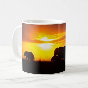 Elephant Sunset Ceramic Mug